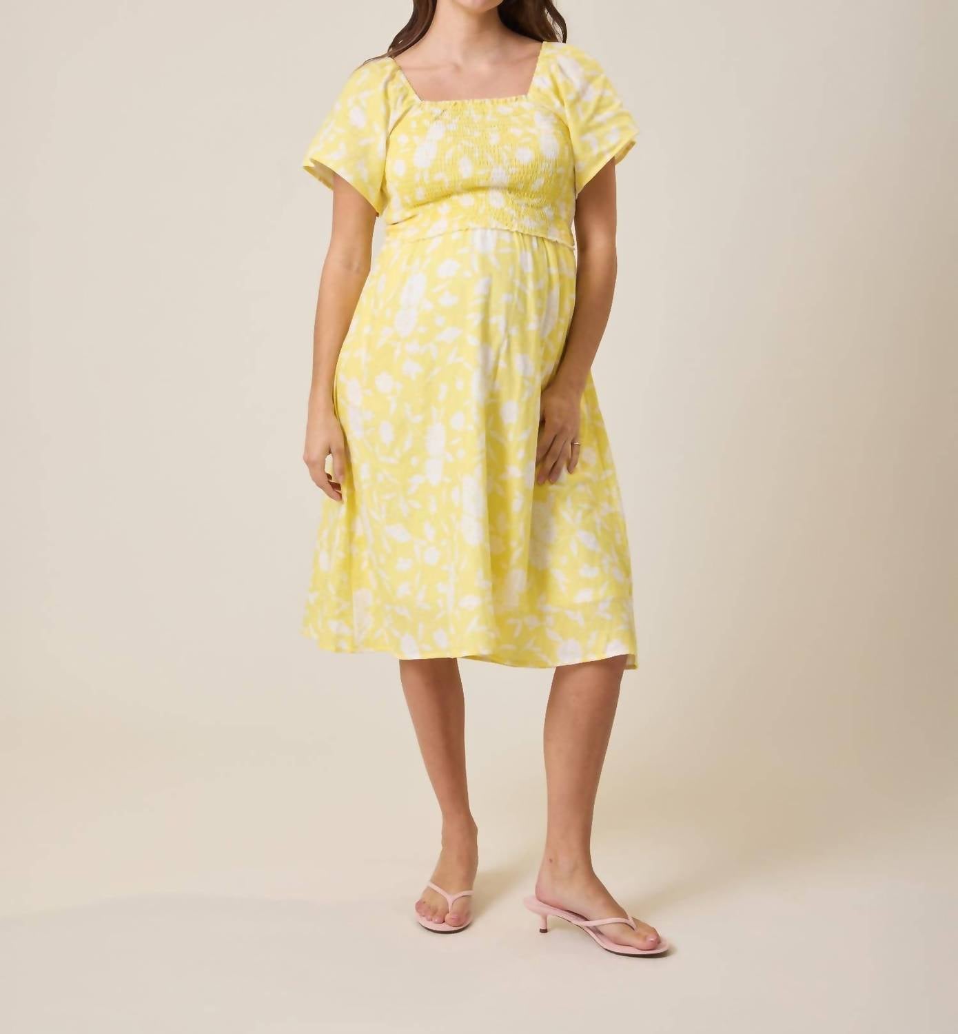 Kindred Bravely - Lola Smocked Maternity & Nursing Midi Dress