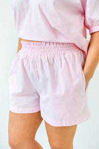 Adrienne - Blush Hour Striped Shorts