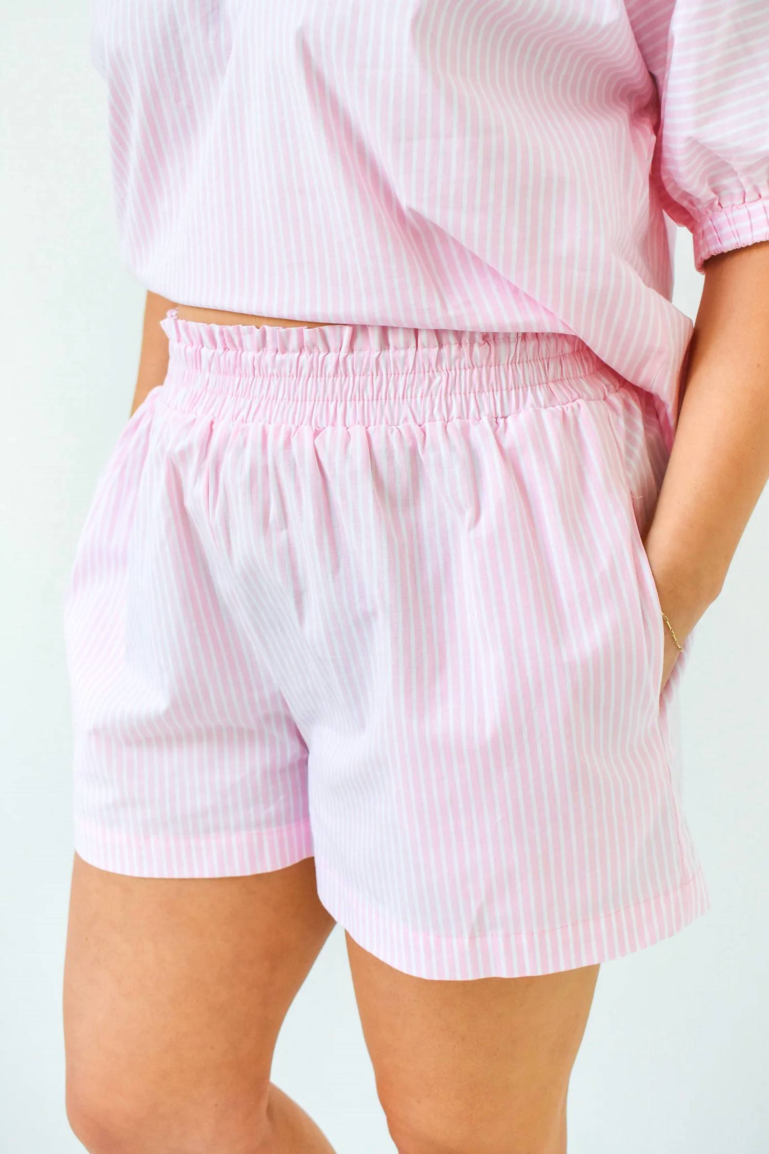 Adrienne - Blush Hour Striped Shorts