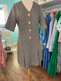 Boho Chic Women's Tweed blend dress with front pleat detail in grey multi - women's dress