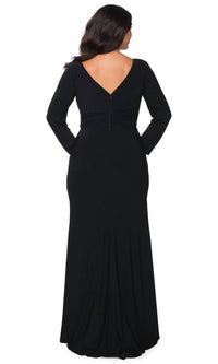La Femme - Women's Plunging V Neck Jersey Sheath Dress