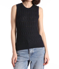 Minnie Rose - Pointelle Cotton Cashmere Sleeveless Top