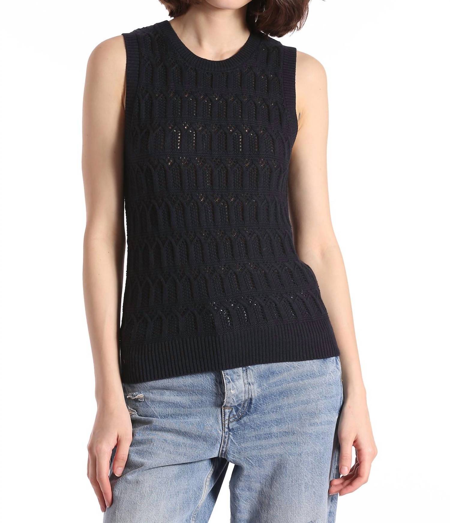 Minnie Rose - Pointelle Cotton Cashmere Sleeveless Top