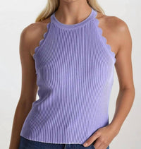 Q2 - Women's Game Day Scallop Trim Ribbed High Neck Tank Top