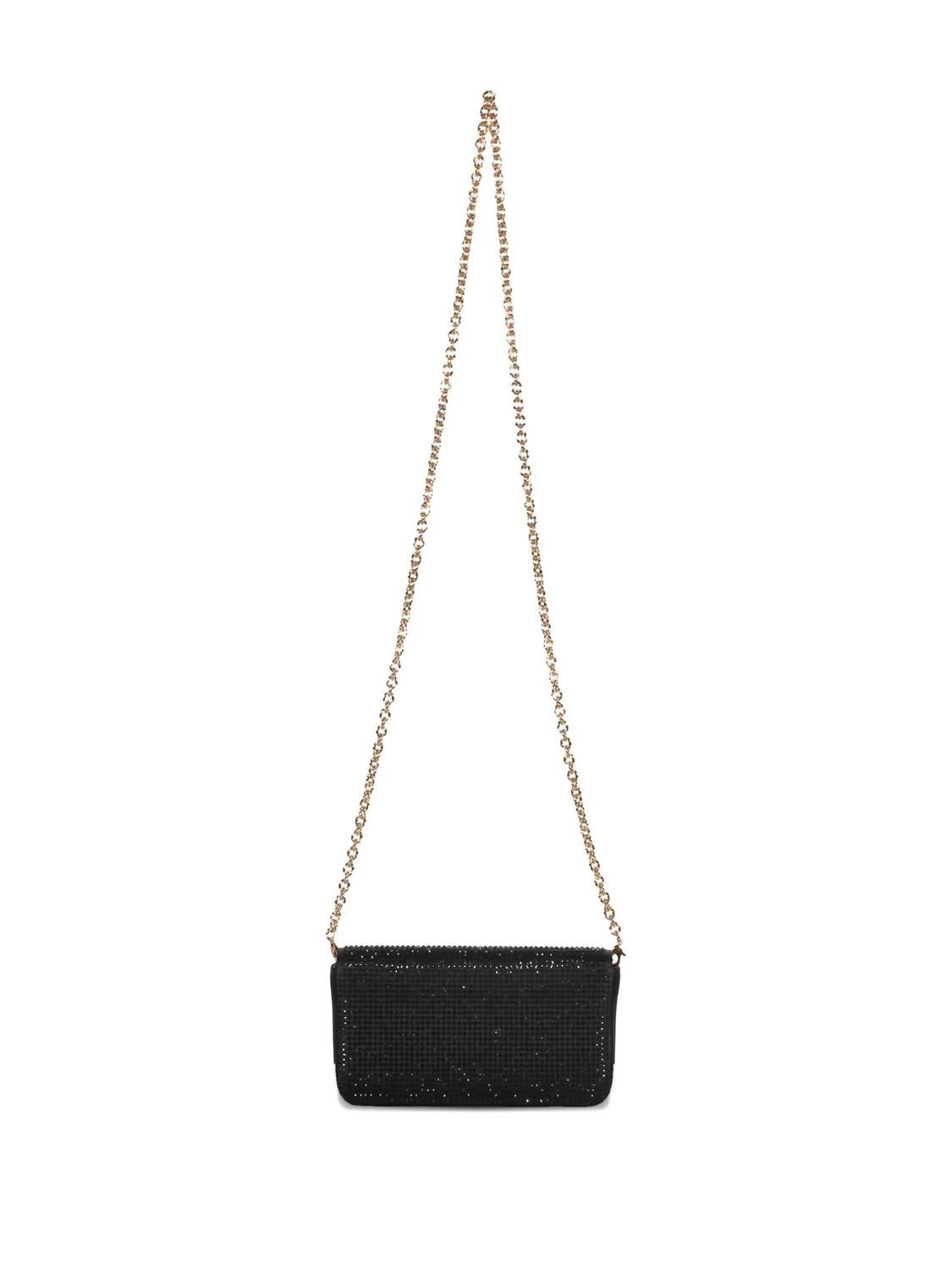 VERSACE Women's Embelished With Golden Closure Clutch Bag in black - women's bag - detail view