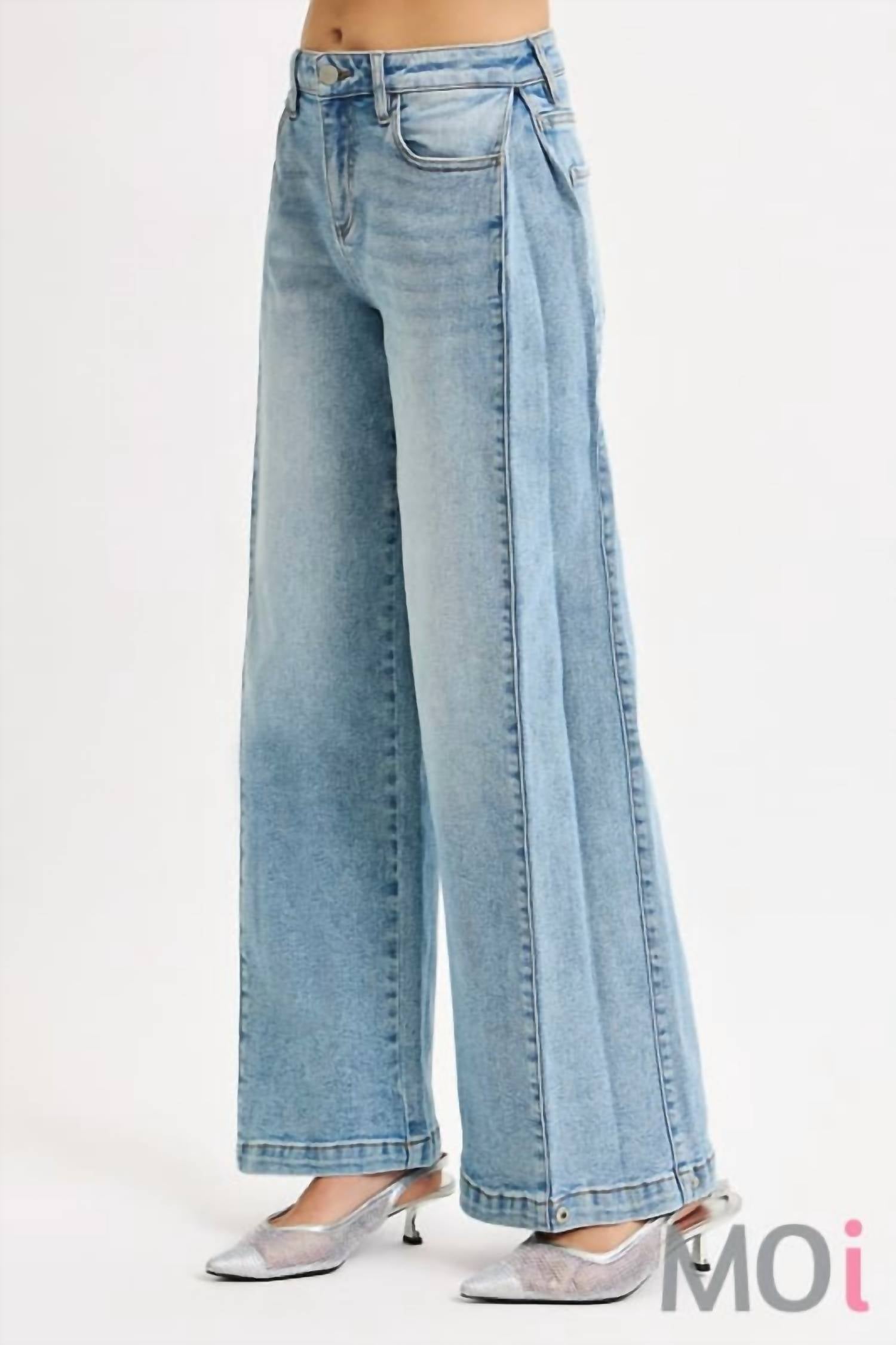 RISEN Mid Rise Wide With Transferable Leg Snap Jeans in blue - women's jeans - view 4