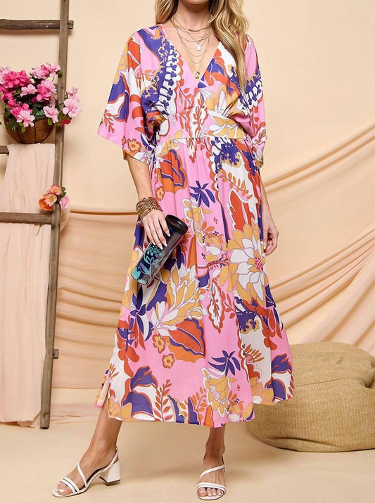 Cezele - Print Side Slit Maxi Dress