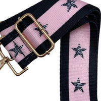 Cthru Women's Stars And Stripes Adjustable Crossbody Bag Purse Guitar Strap in black light pink - women's item - detail view