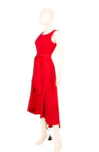 Samuel Dong - Women's Stretch Pleated A-line Dress With Removable Rose Bows