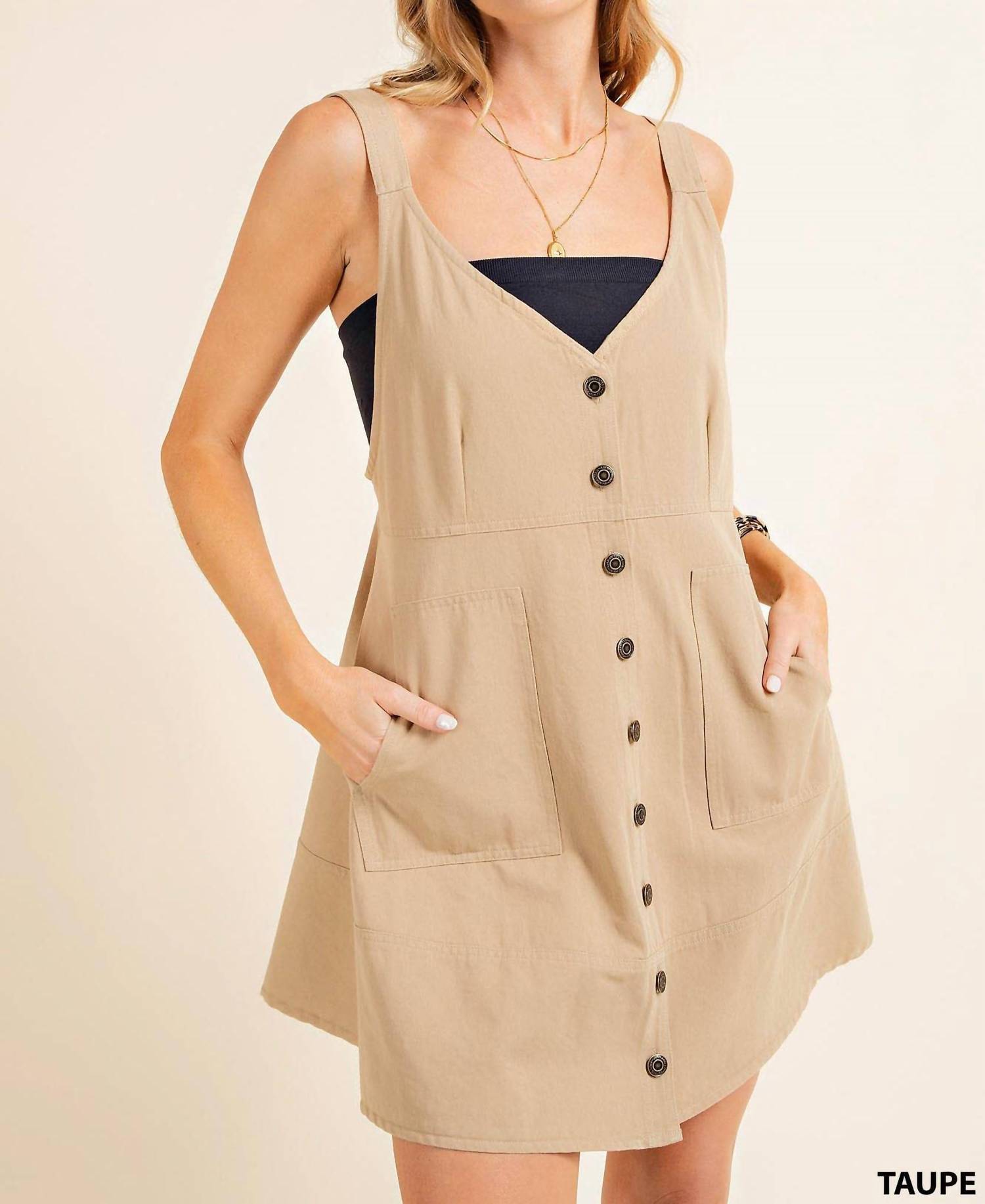 Kori - Twill Jean Fabric Buckle Button Down Mini Dress