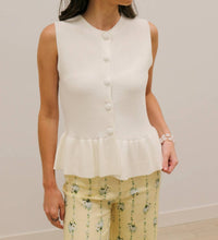 Entro - Thea Button Front Knit Peplum Top