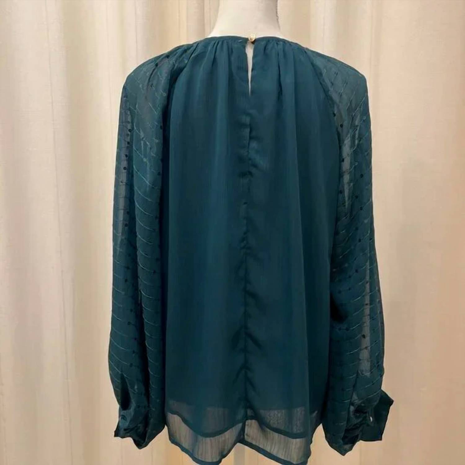 Vine & Love Women's Balloon Sleeve Chiffon Blouse in green - women's blouse - alternate view