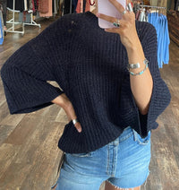 ELAN Bell Sleeve Sweater in navy - women's sweater