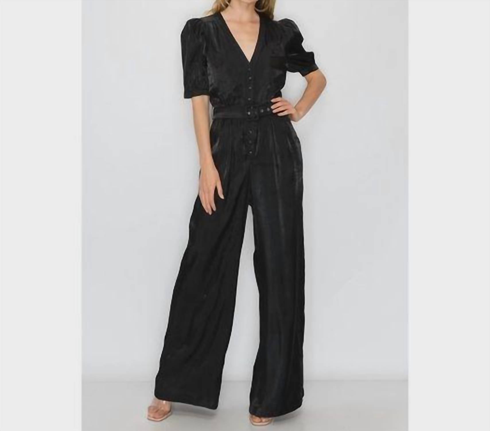 Ina Fashion - V- Neck Satin Jumpsuit
