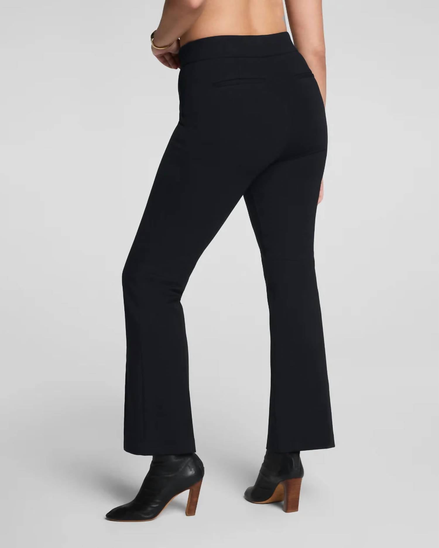 Spanx Ponte Kick Flare With Pintuck Pant in classic black - women's pants - detail view