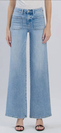 Flying Monkey - High Rise Patch Pocket Wide Leg Jean