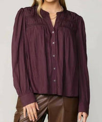 Current Air - Smocked Shoulder Button Down Shirt