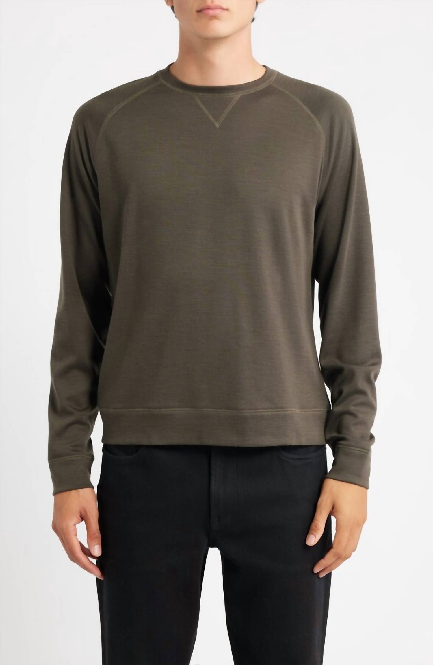 Scott Barber - Lightweight Stretch Wool Blend Crewneck Top