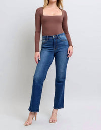 Judy Blue - Mid Rise Side Seam Detail Straight Jeans