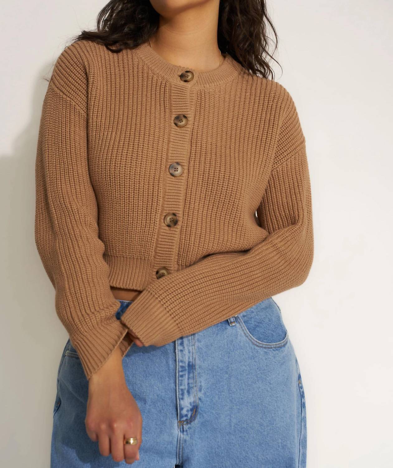 Callahan Cropped Cardigan in camel - women's cardigan - view 4