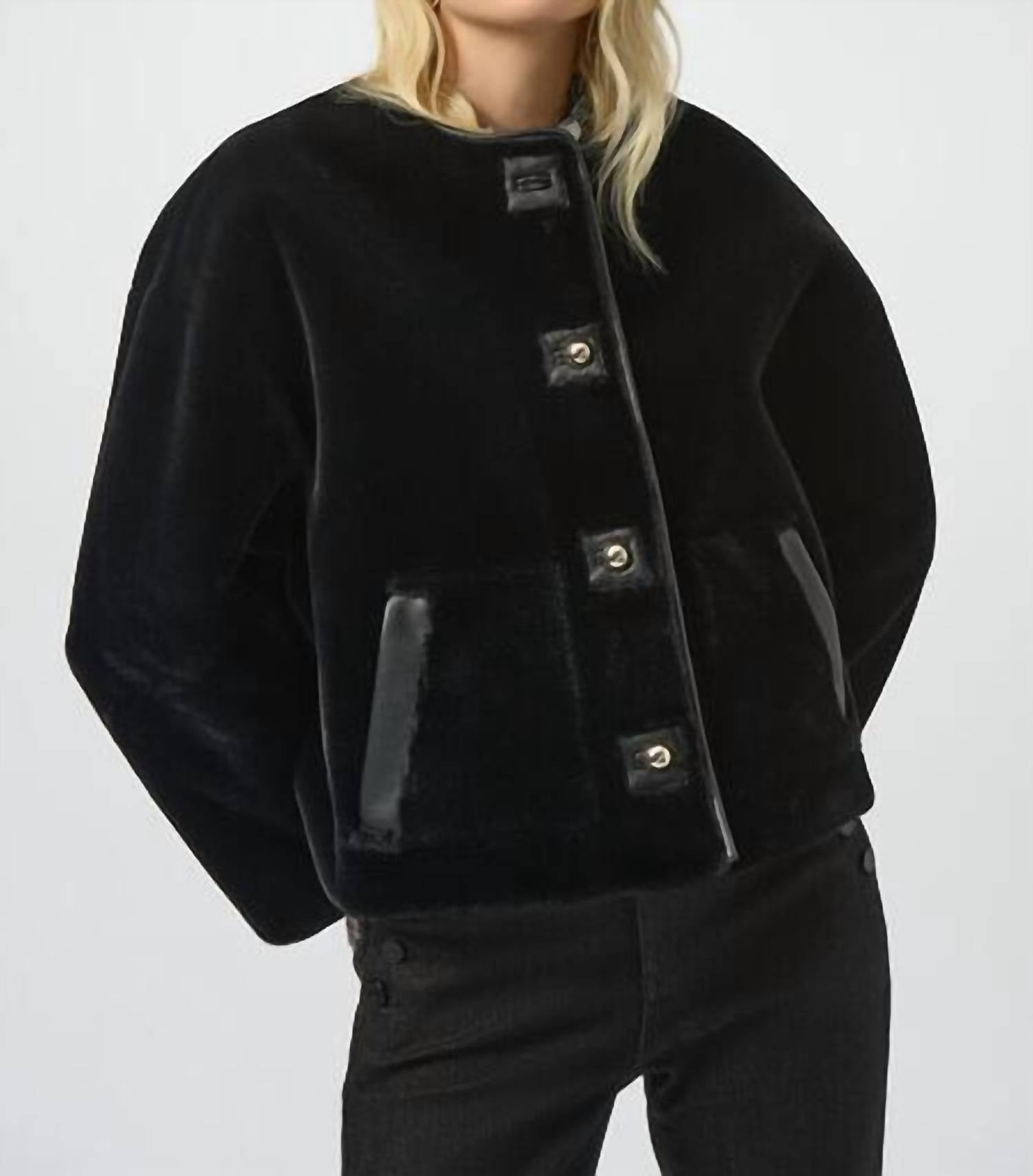 Joseph Ribkoff - Bonded Faux Fur Boxy Jacket