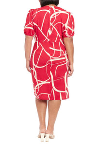 London Times - Short Sleeve Side Tie Dress - PETITE