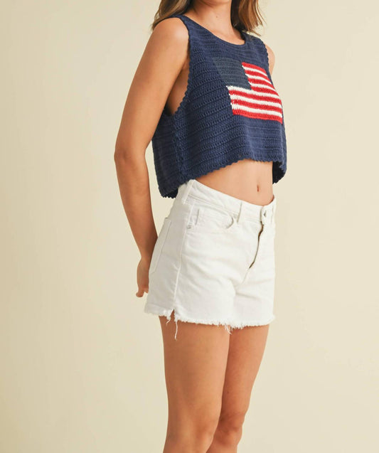 Klesis - Usa Flag Knitted Crop Tank
