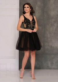 Dave & Johnny - Pearl-beaded Waist Appliqued Tulle Dress