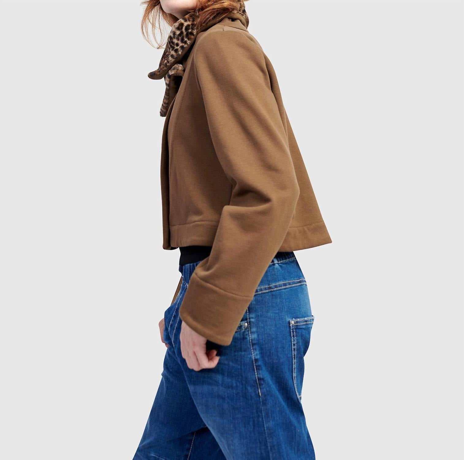 ALEMBIKA Urban Snug Moto Jacket in camel - women's jacket - detail view