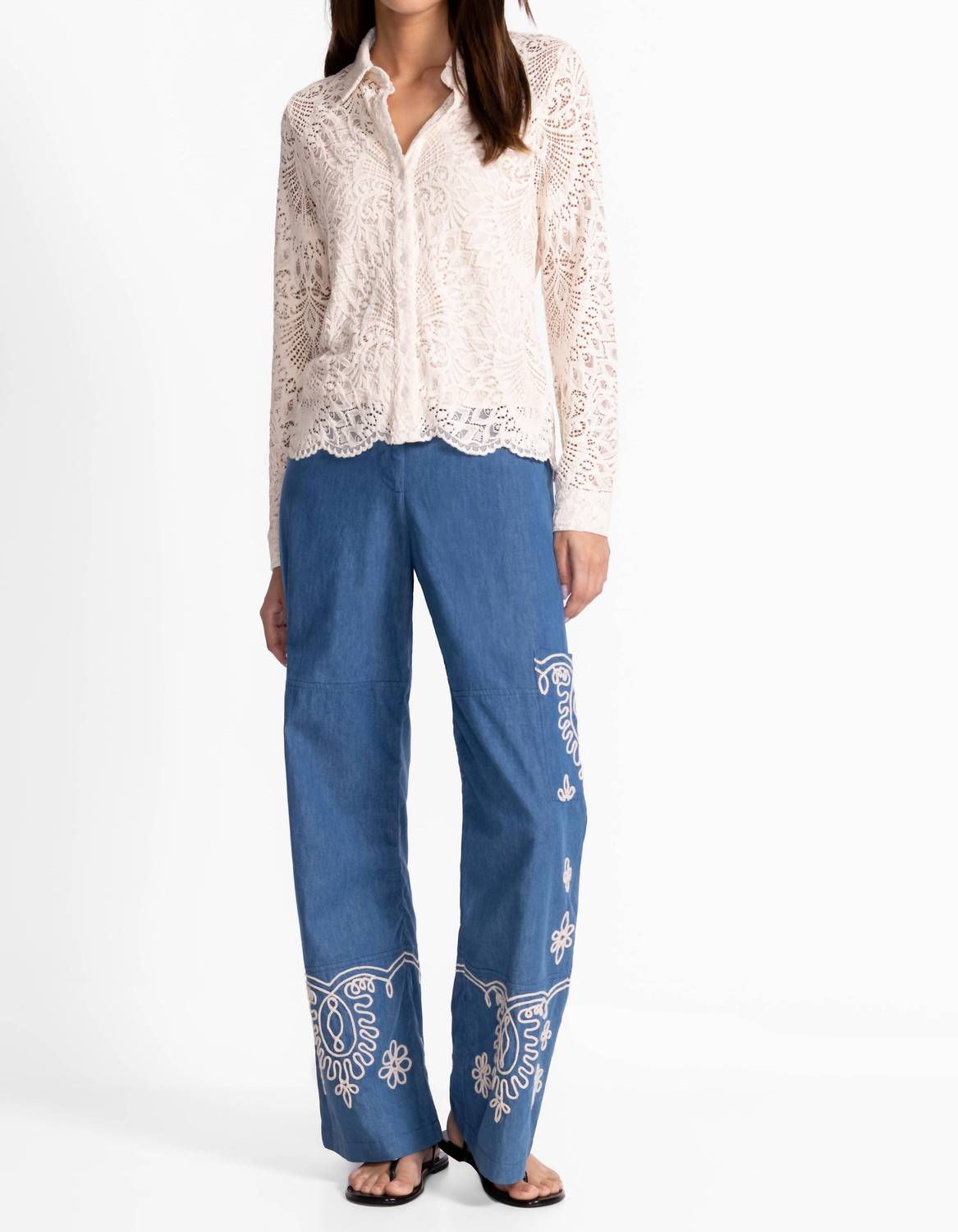 Johnny Was SOUTACHE CARGO PANT in denim indigo - women's pants
