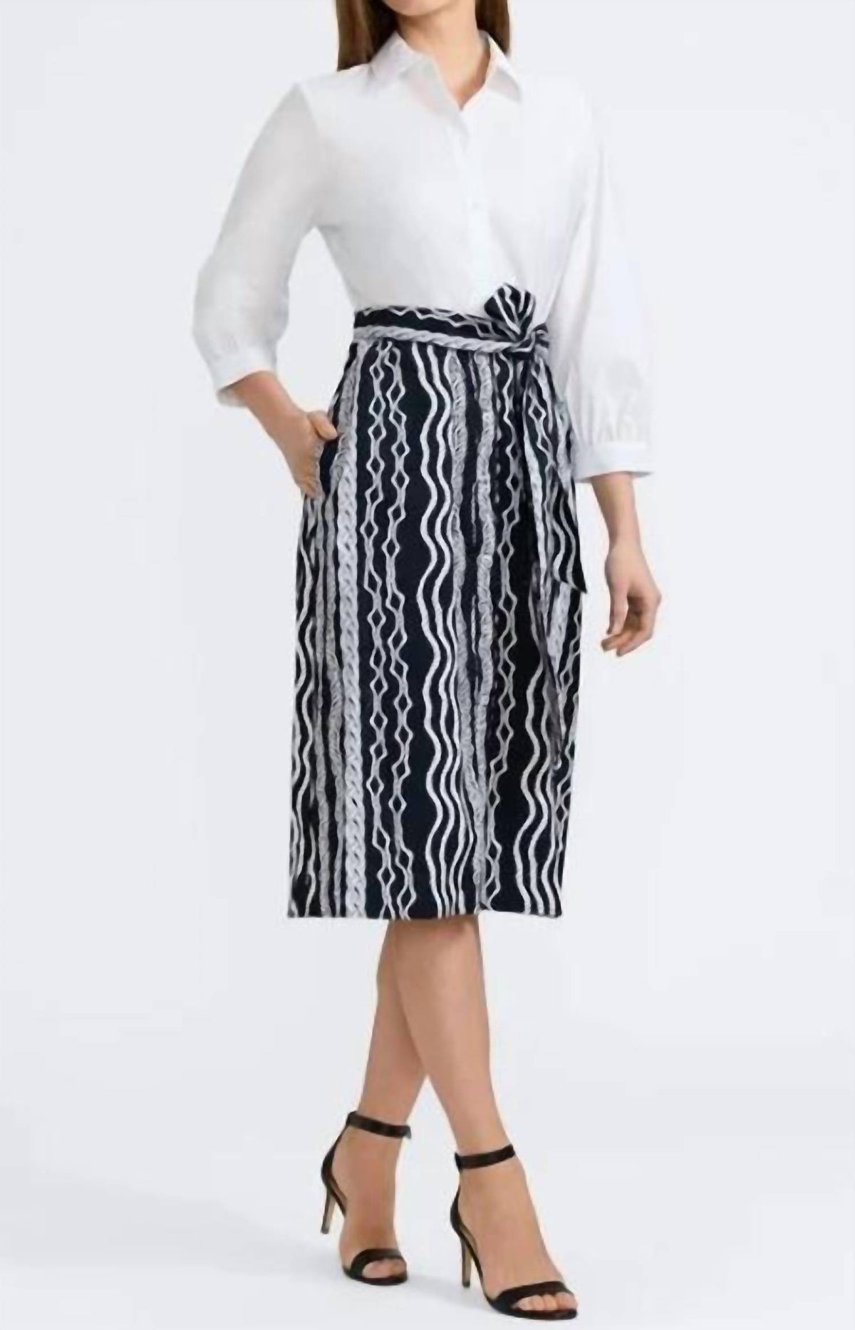 Foxcroft - Esther Braided Belts 3/4 Sleeve Dress