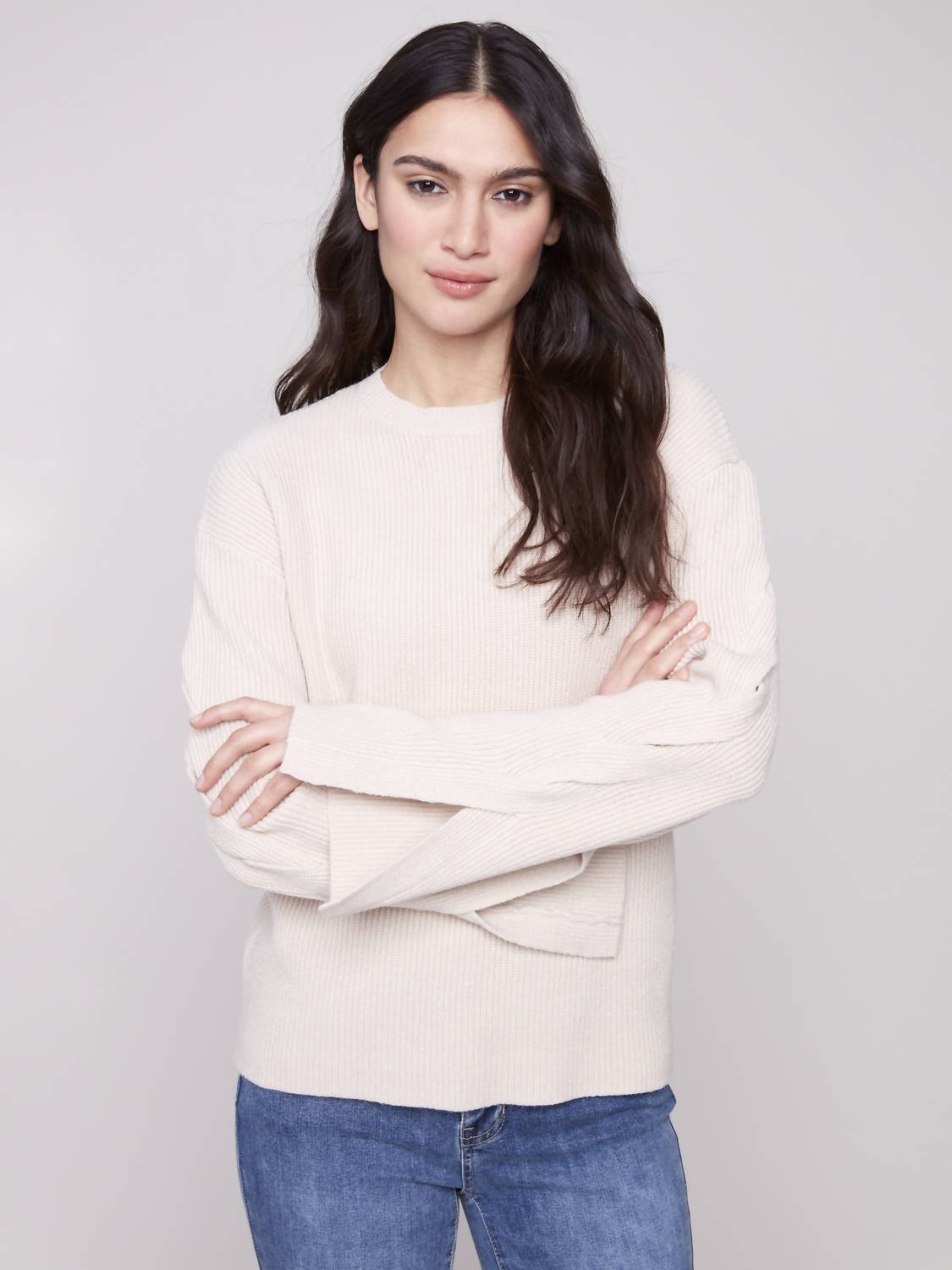 Charlie B - Cable Detail Crew Neck Sweater
