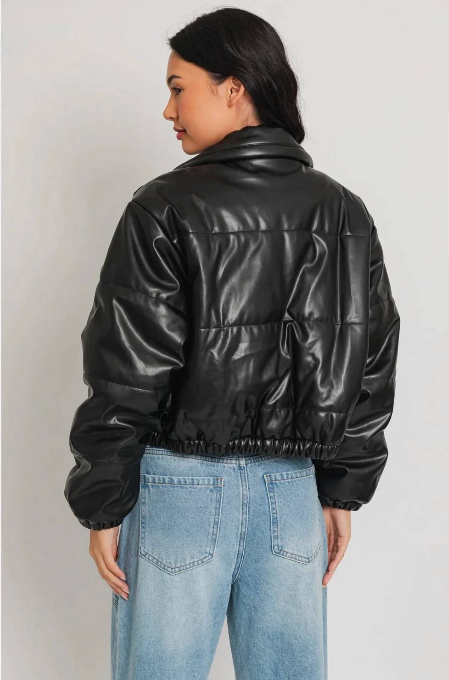 Le Lis - Linda Faux Leather Puffer Jacket
