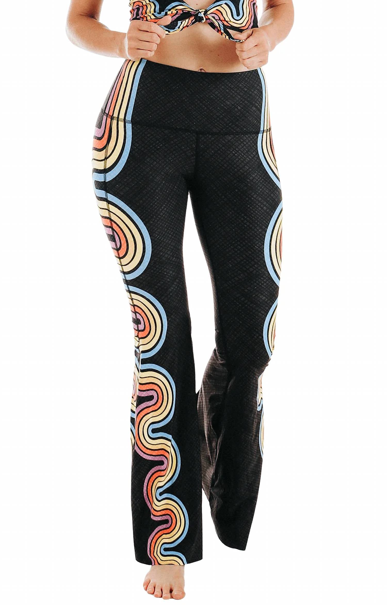 Yoga Democracy - Women's Double Rainbow Printed Bell Bottoms Leggings
