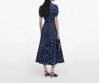 Self-Portrait - Polka Dot Satin Midi Dress