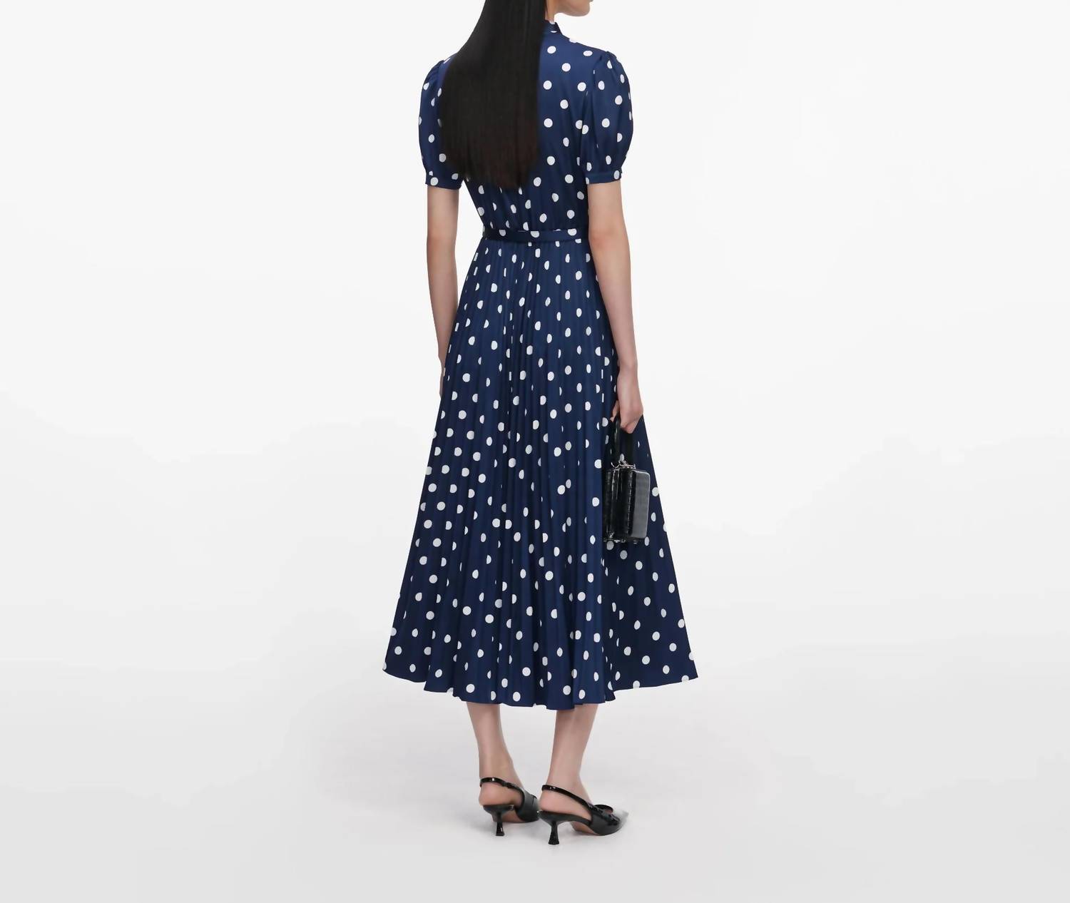 Self-Portrait - Polka Dot Satin Midi Dress