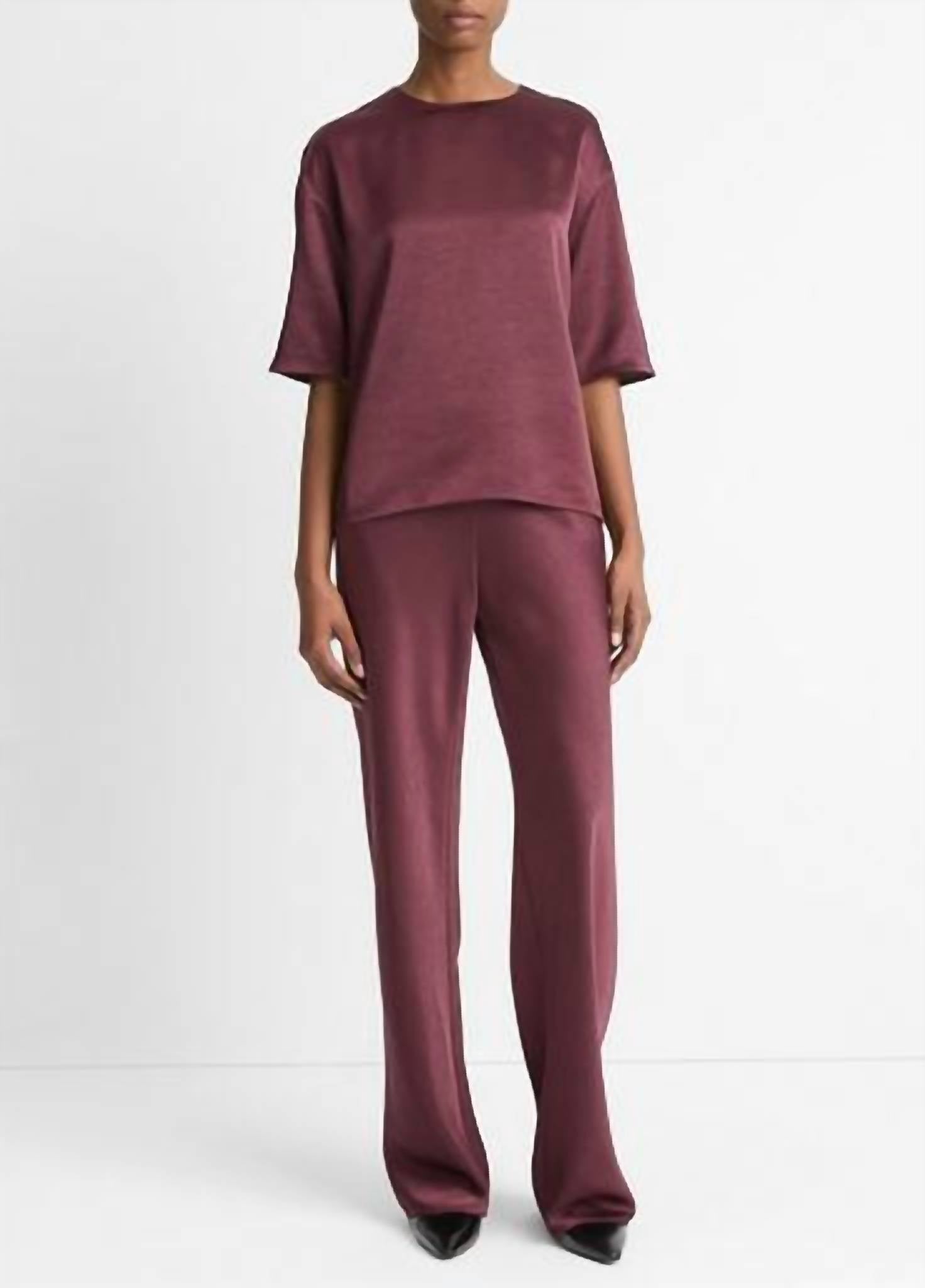 Vince - Fluid Satin Short Sleeve Blouse