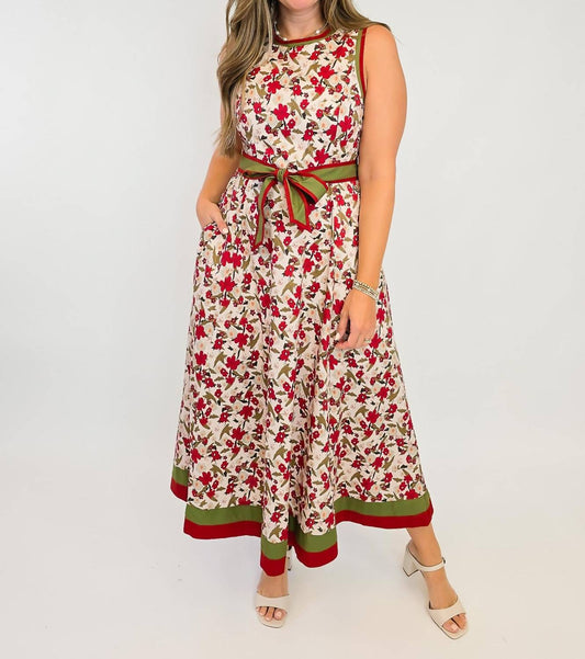 Entro - Sleeveless Floral Print Midi Dress