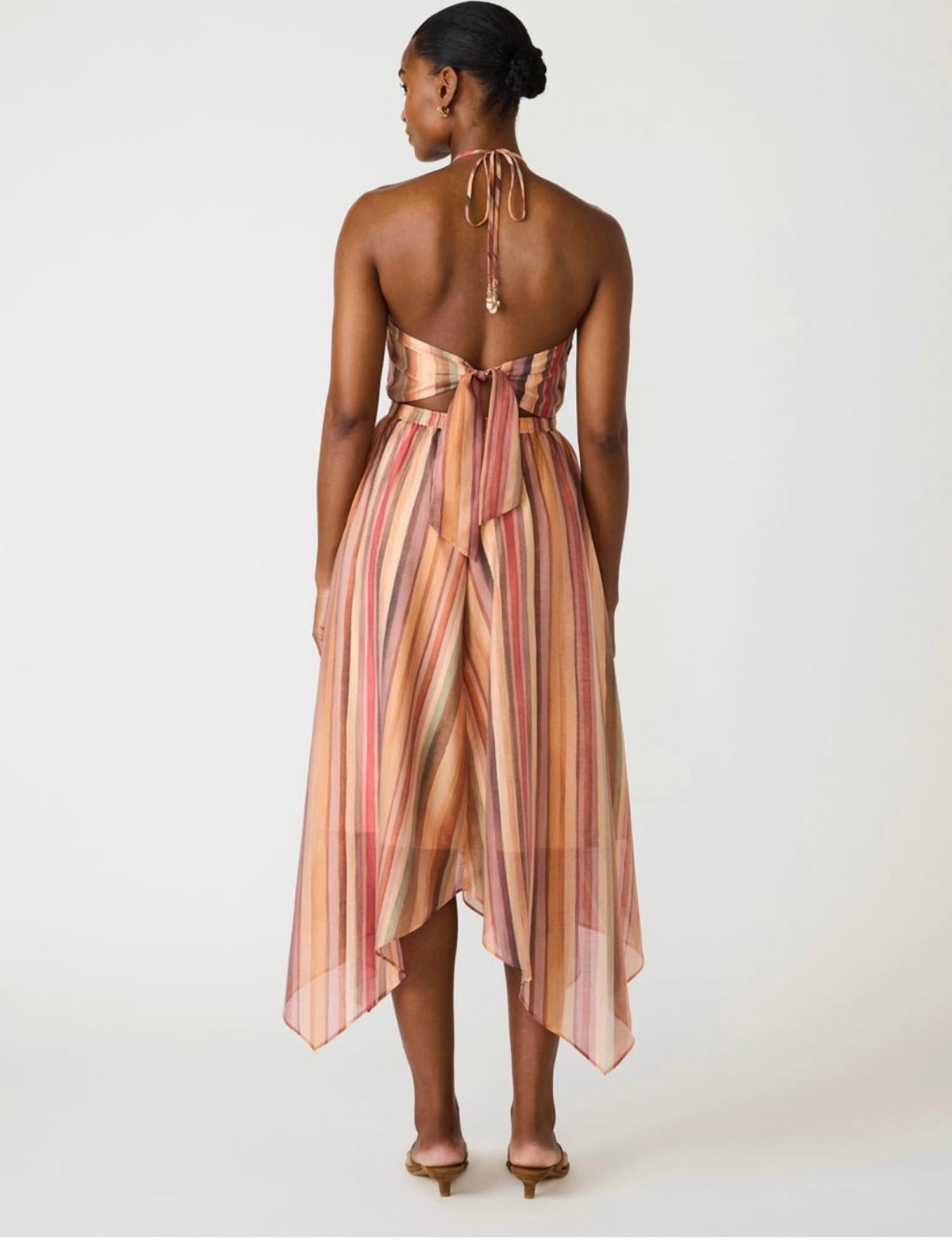 STEVE MADDEN Dalina Stripe Halter Dress in multi - women's dress - detail view