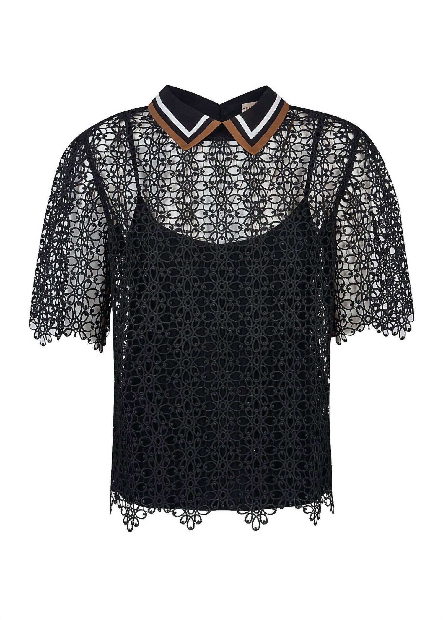Purotatto - Collared Short Sleeve Blouse