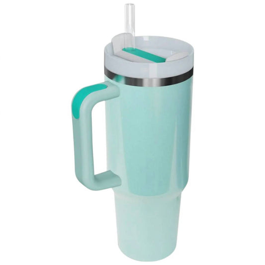 Trendsi - Stainless Steel Tumbler with Handle and Straw