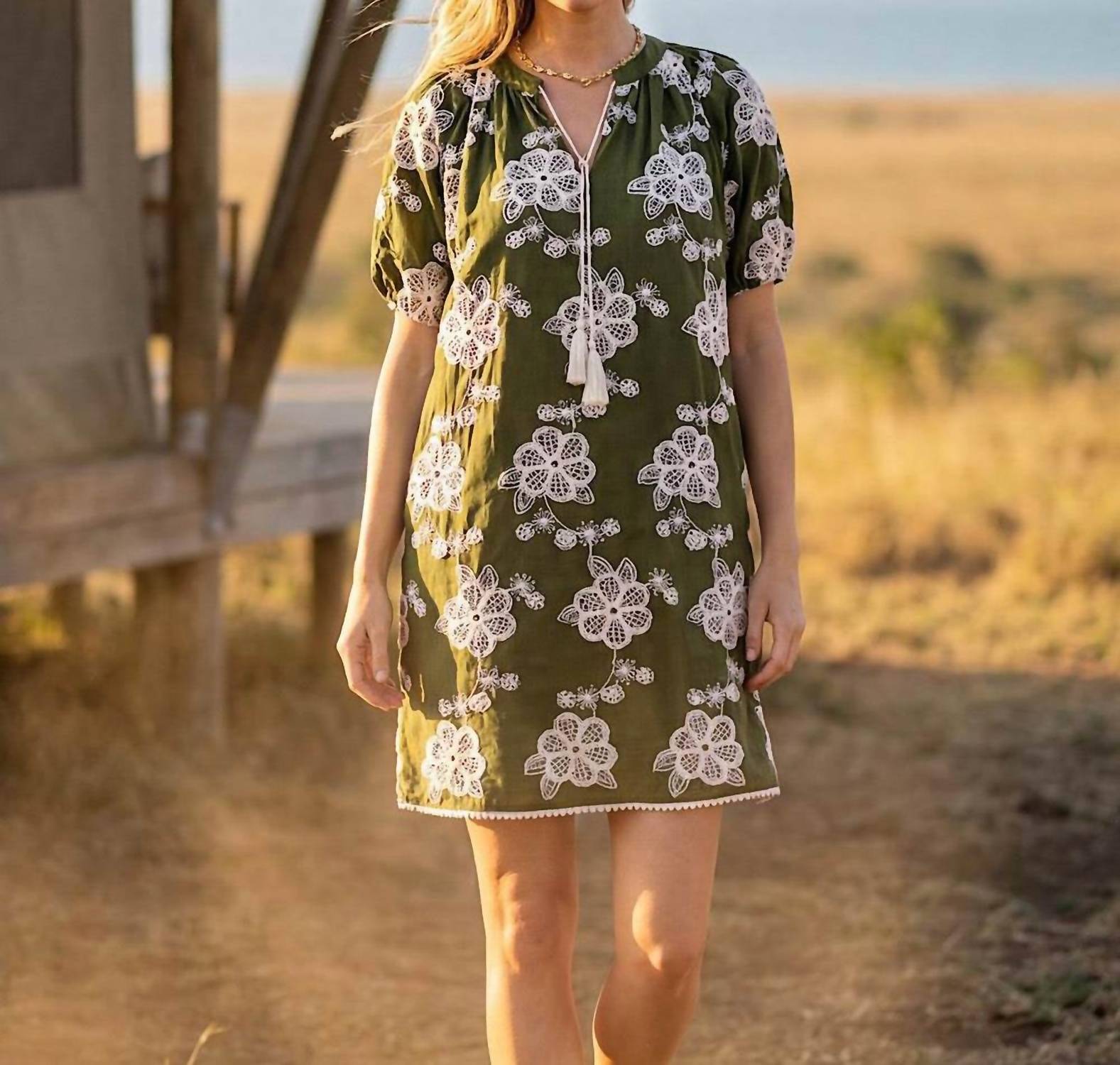 Karen Kane - Puff Sleeve Tassel Dress