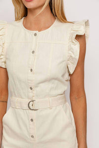 Le Lis - Belted Ruffle Sleeve Romper
