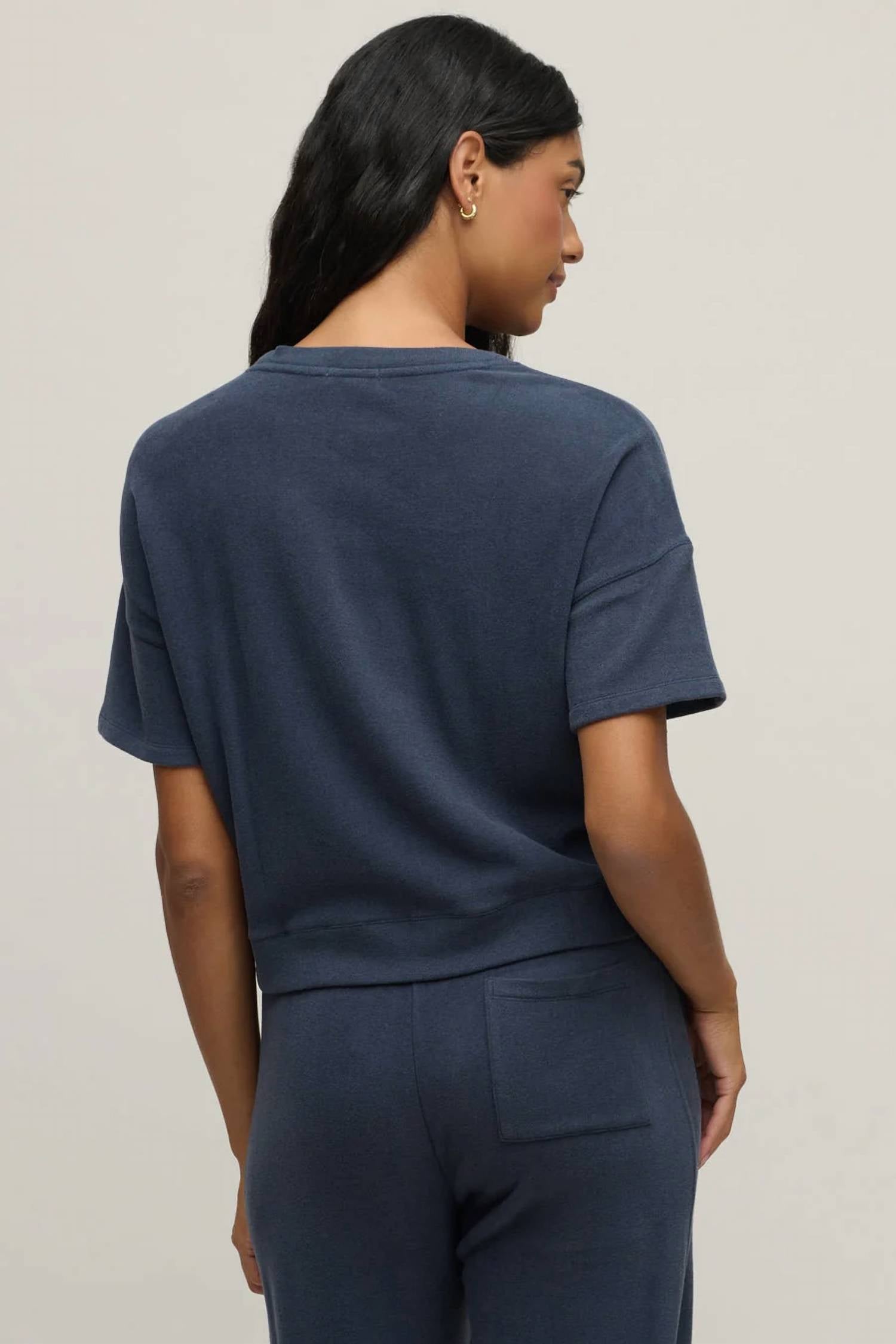 Barefoot Dreams - Brushed Fleece Short Sleeve Dropped Shoulder Pullover Top