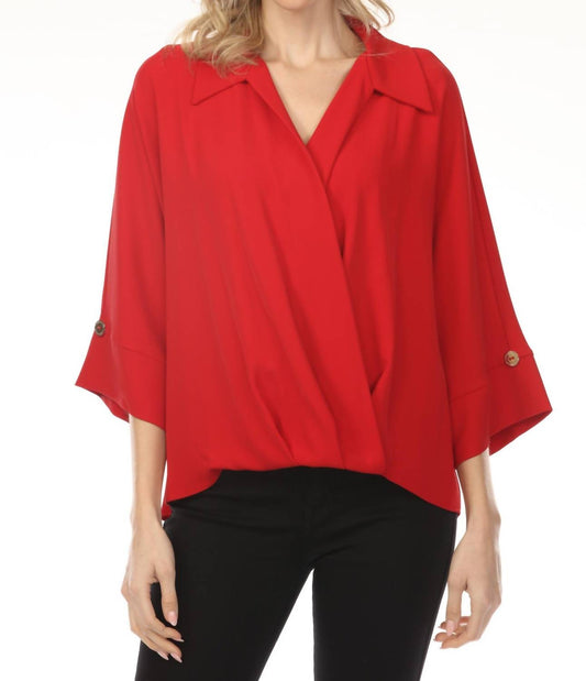 Joseph Ribkoff - Surplice Blouson 3/4 Sleeve Top