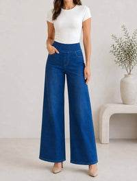 Charlie B - Women's Denim Pull On Wide Leg Pants