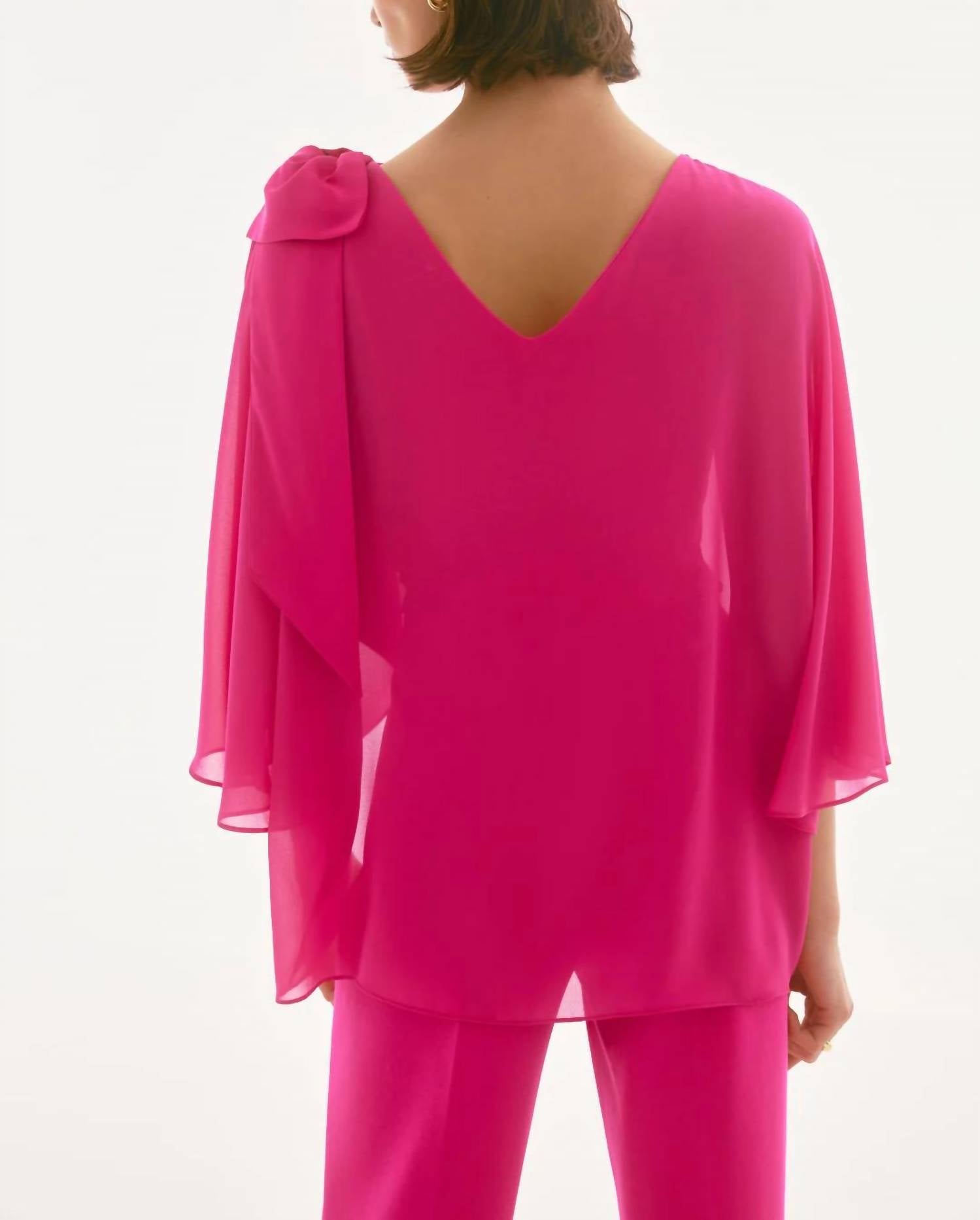 Joseph Ribkoff - Boat Neck Asymmetric Chiffon Overlay Top