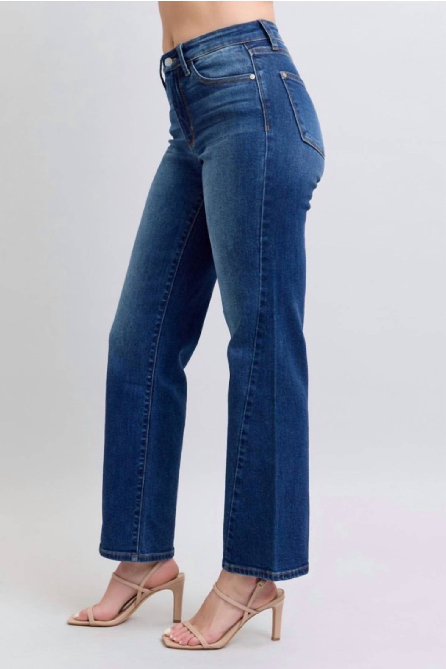 Judy Blue - Mid Rise Side Seam Straight Jeans