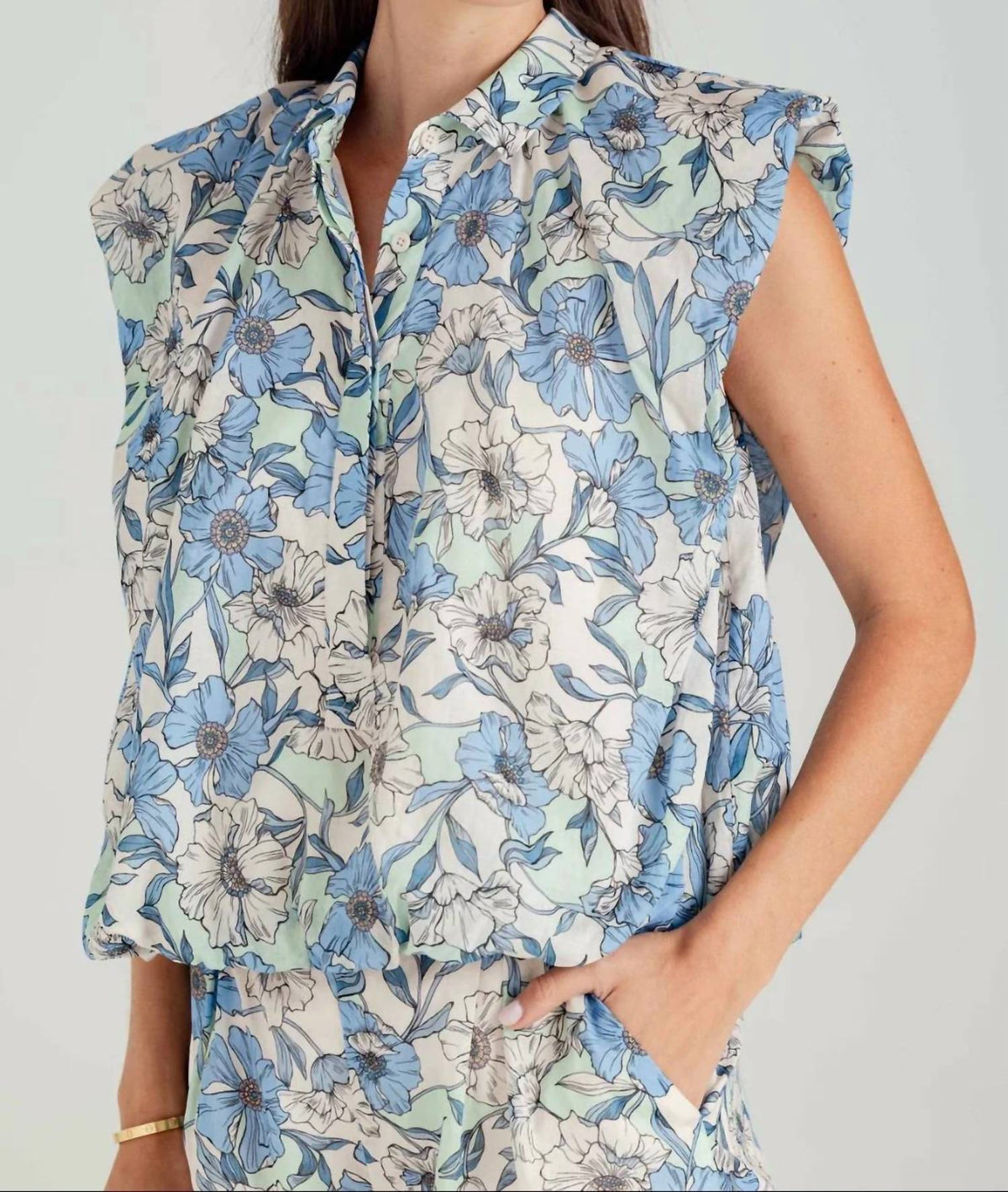 Sundays - Sutton Cap Sleeve Button Down Shirt