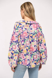 Fate By Lfd - Flower Print Split Neck Blouse